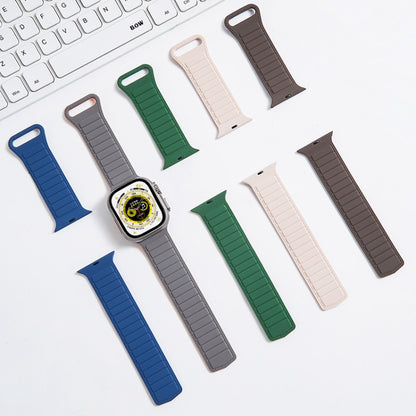 For Apple Watch SE 2022 40mm Loop Magnetic Silicone Watch Band(Grey Black) - Watch Bands by PMC Jewellery | Online Shopping South Africa | PMC Jewellery