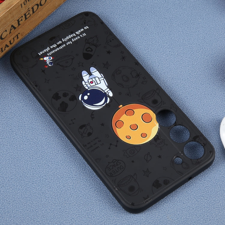 For Samsung Galaxy A91 Astronaut Pattern Silicone Straight Edge Phone Case(Planet Landing-Black) - free shipping - PMC TechLife - Order now!