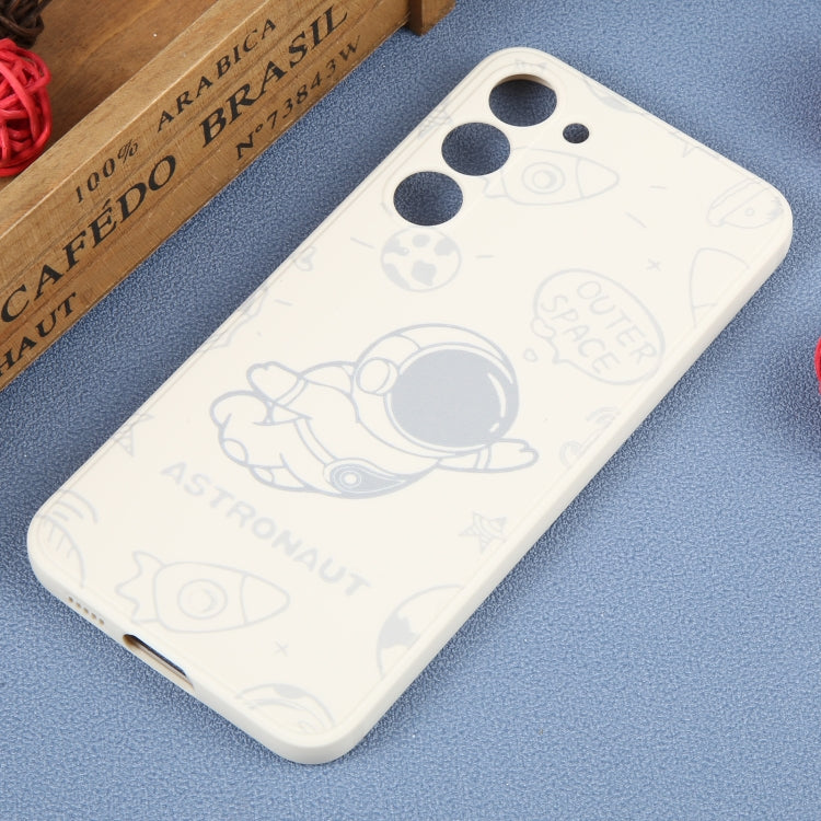 For Samsung Galaxy A22 4G Astronaut Pattern Silicone Straight Edge Phone Case(Flying Astronaut-White) - free shipping - PMC TechLife - Order now!