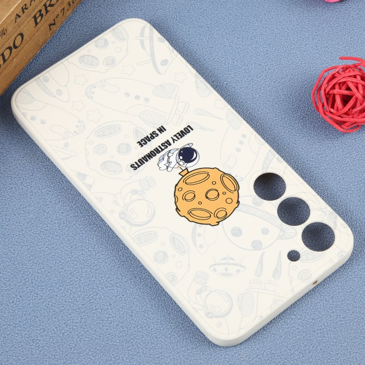 For Samsung Galaxy A12 Astronaut Pattern Silicone Straight Edge Phone Case(Lovely Astronaut-White) - free shipping - PMC TechLife - Order now!