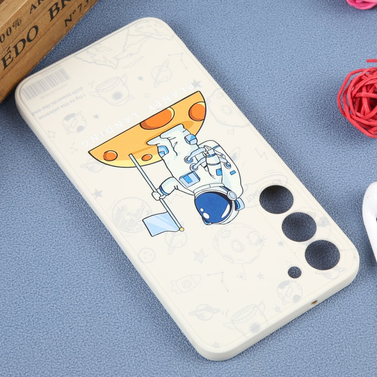 For Samsung Galaxy A02 Astronaut Pattern Silicone Straight Edge Phone Case(Planet Landing-White) - free shipping - PMC TechLife - Order now!
