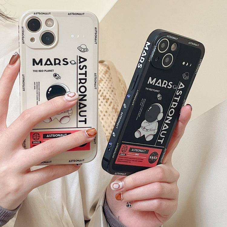 For Samsung Galaxy S10+ Astronaut Pattern Silicone Straight Edge Phone Case(Planet Landing-White) - free shipping - PMC TechLife - Order now!