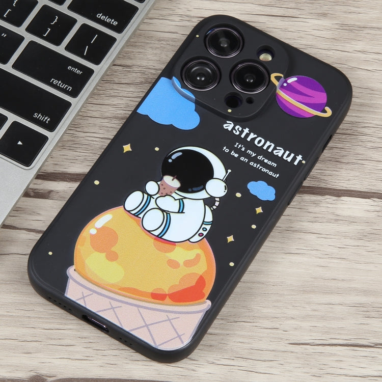 For iPhone 11 Milk Tea Astronaut Pattern Liquid Silicone Phone Case(Ivory Black) - free shipping - PMC TechLife - Order now!