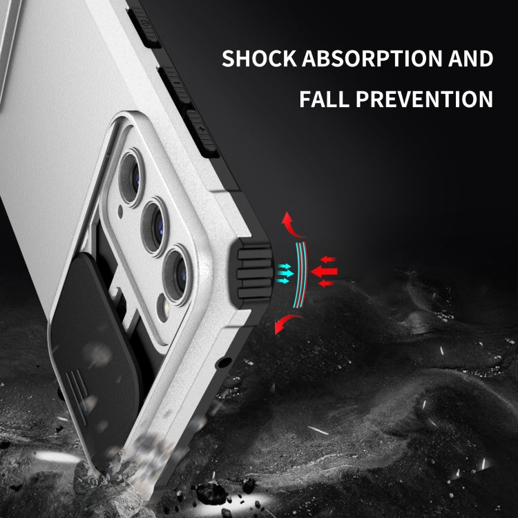For Samsung Galaxy S20 FE Stereoscopic Holder Sliding Camshield Phone Case(White) - free shipping - PMC TechLife - Order now!