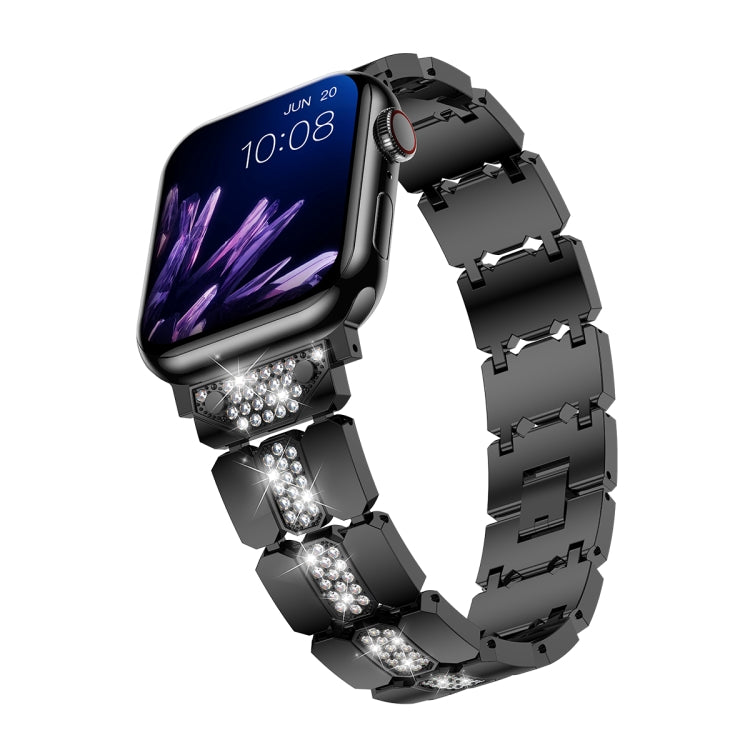 Diamond Metal Watch Band For Apple Watch 7 41mm(Black) - Watch Bands by PMC Jewellery | Online Shopping South Africa | PMC Jewellery