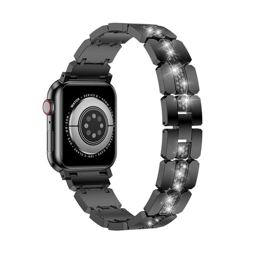 Diamond Metal Watch Band For Apple Watch 7 45mm(Black) - Watch Bands by PMC Jewellery | Online Shopping South Africa | PMC Jewellery