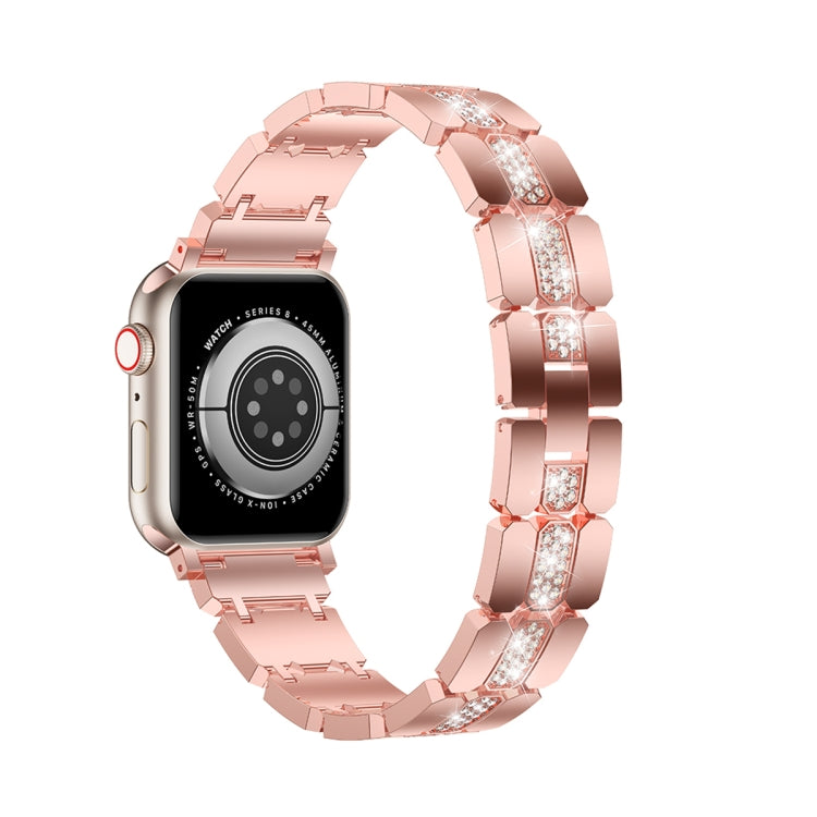 Diamond Metal Watch Band For Apple Watch SE 2022 40mm(Pink) - Watch Bands by PMC Jewellery | Online Shopping South Africa | PMC Jewellery