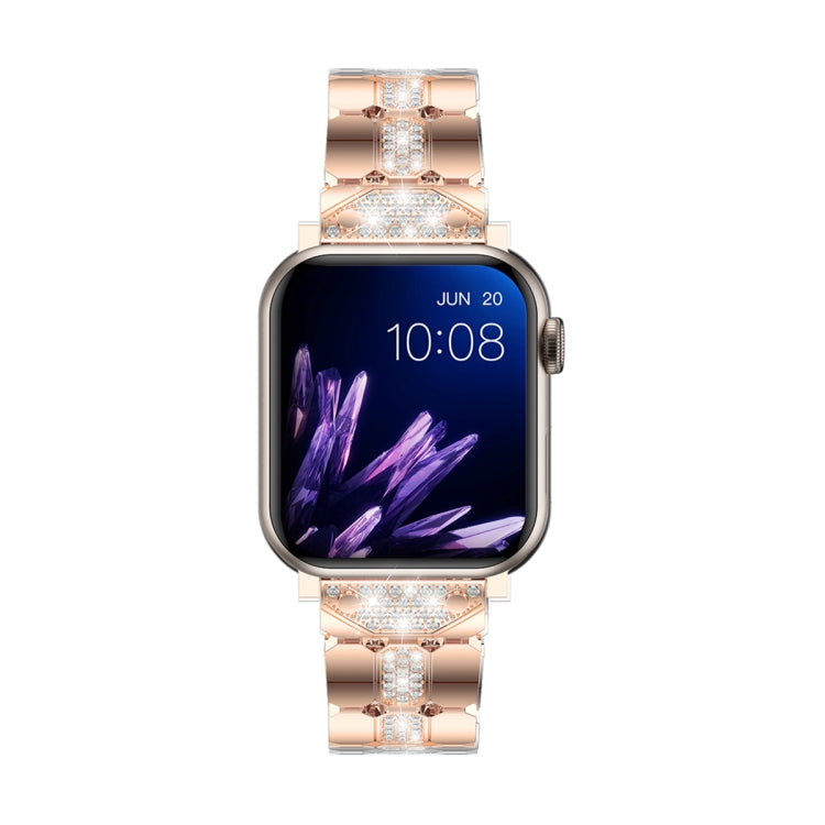 Diamond Metal Watch Band For Apple Watch 6 44mm(Rose Gold) - Watch Bands by PMC Jewellery | Online Shopping South Africa | PMC Jewellery