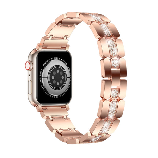 Diamond Metal Watch Band For Apple Watch 5 44mm(Rose Gold) - Watch Bands by PMC Jewellery | Online Shopping South Africa | PMC Jewellery