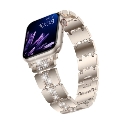 Diamond Metal Watch Band For Apple Watch 4 40mm(Starlight) - Watch Bands by PMC Jewellery | Online Shopping South Africa | PMC Jewellery