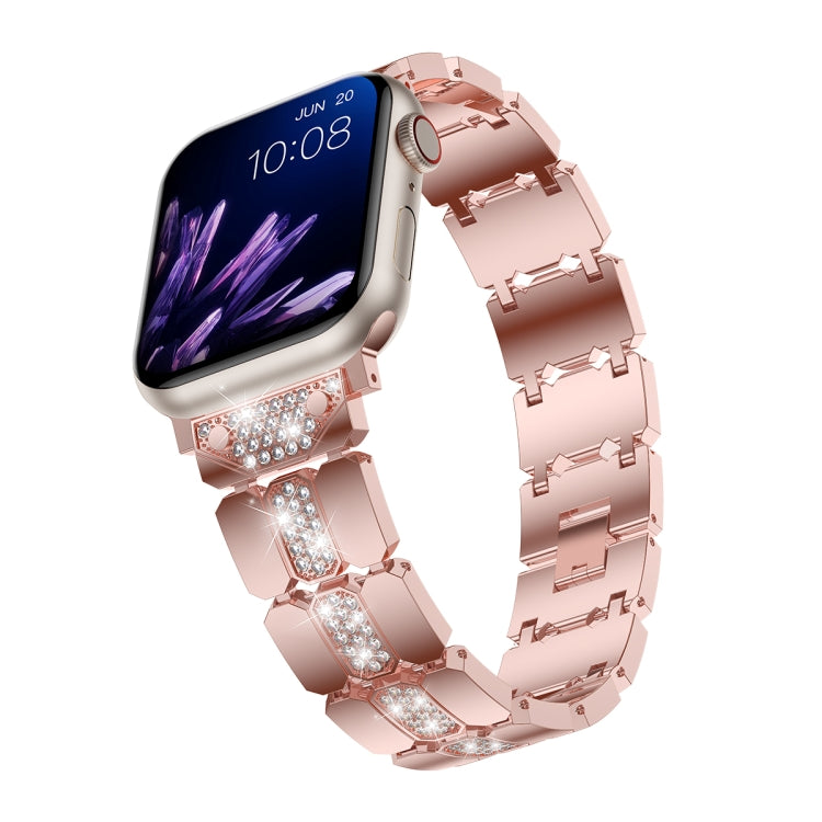 Diamond Metal Watch Band For Apple Watch 3 38mm(Pink) - Watch Bands by PMC Jewellery | Online Shopping South Africa | PMC Jewellery