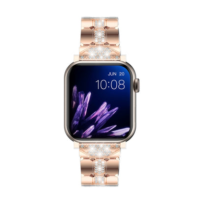 Diamond Metal Watch Band For Apple Watch 38mm(Rose Gold) - Watch Bands by PMC Jewellery | Online Shopping South Africa | PMC Jewellery