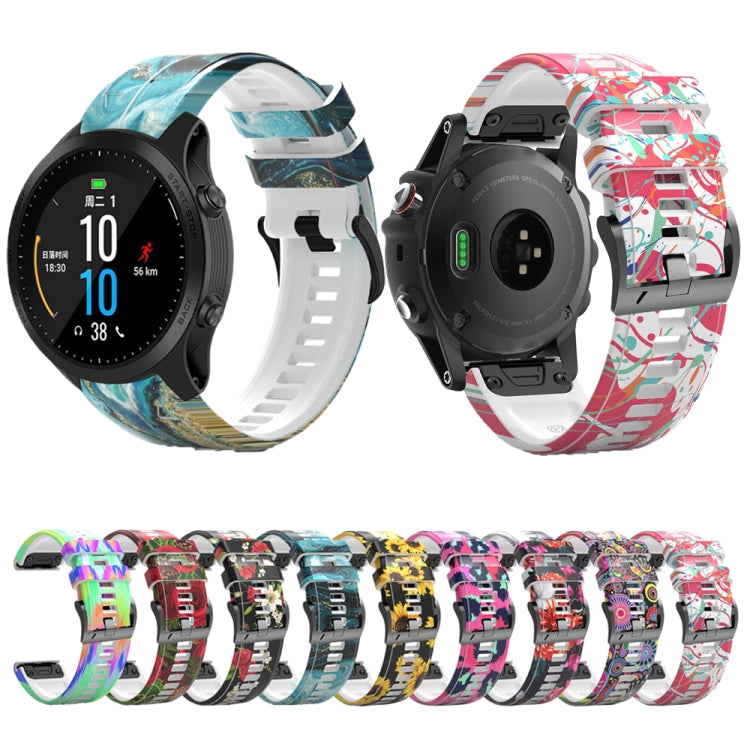 For Garmin Forerunner 965 / 955 / 945 / 935 Printing Quick Release Silicone Watch Band(Peacock) - Watch Bands by PMC Jewellery | Online Shopping South Africa | PMC Jewellery