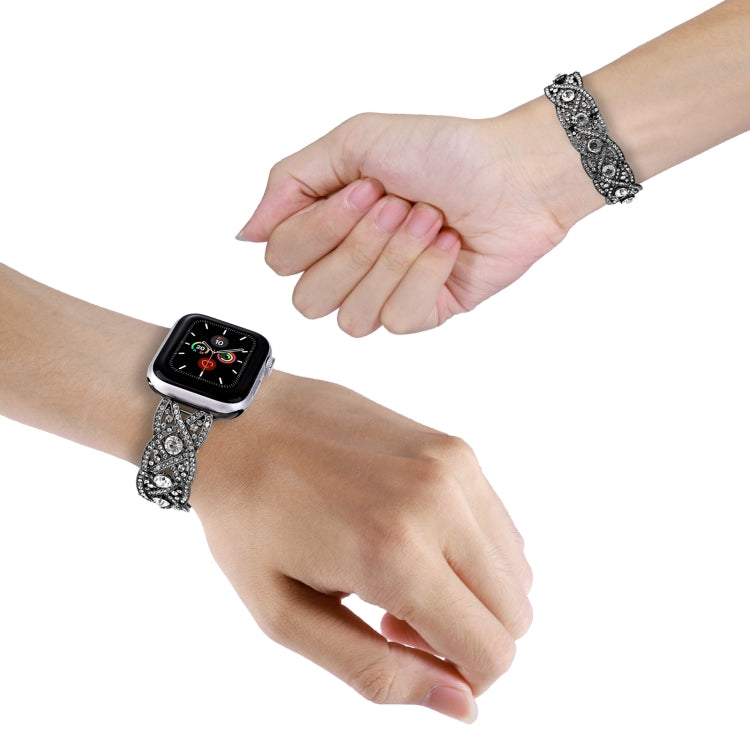 Diamonds Twist Metal Watch Band For Apple Watch 8 41mm(Black) - Watch Bands by PMC TechLife | Online Shopping South Africa | PMC TechLife