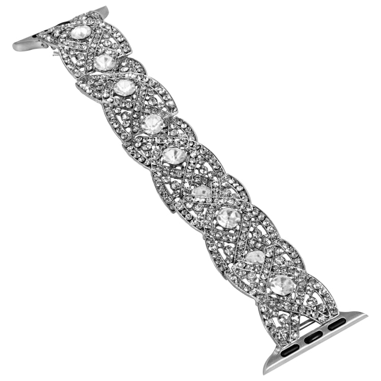 Diamonds Twist Metal Watch Band For Apple Watch 8 45mm(Silver) - Watch Bands by PMC TechLife | Online Shopping South Africa | PMC TechLife
