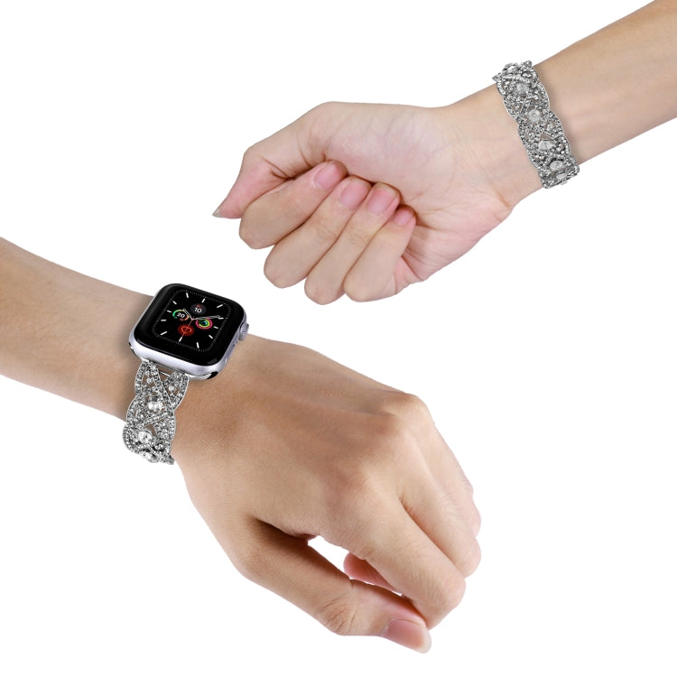 Diamonds Twist Metal Watch Band For Apple Watch 5 40mm(Silver) - Watch Bands by PMC TechLife | Online Shopping South Africa | PMC TechLife