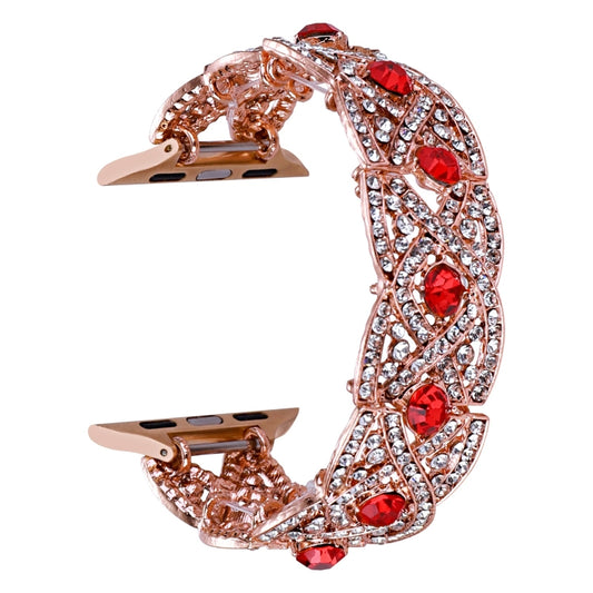 Diamonds Twist Metal Watch Band For Apple Watch 2 42mm(Rose Gold Red) - Watch Bands by PMC Jewellery | Online Shopping South Africa | PMC Jewellery