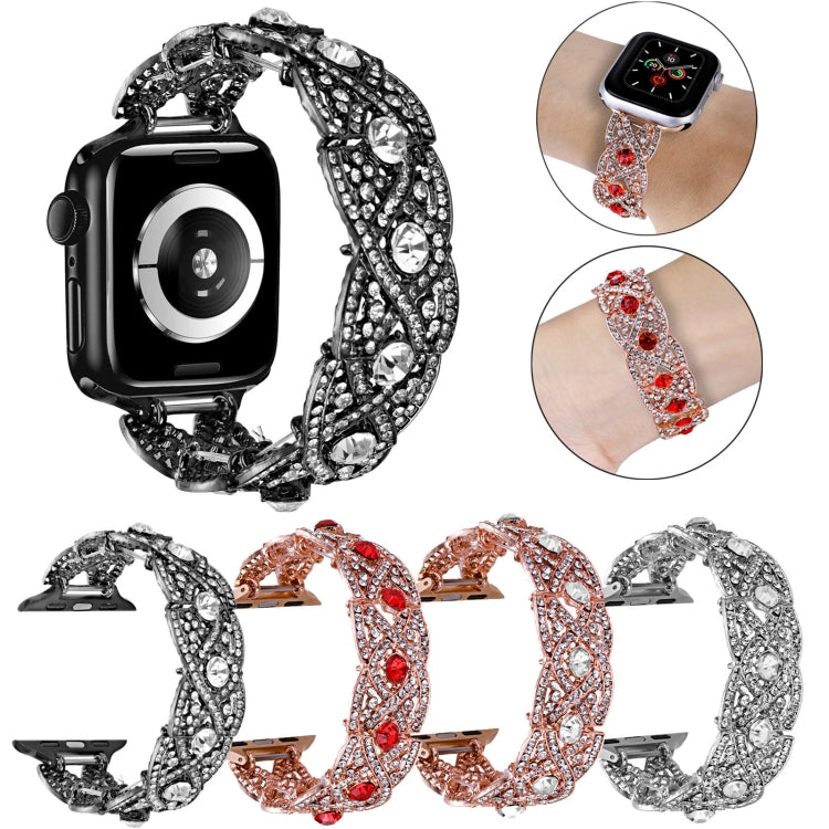 Diamonds Twist Metal Watch Band For Apple Watch 42mm(Rose Gold White) - Watch Bands by PMC Jewellery | Online Shopping South Africa | PMC Jewellery