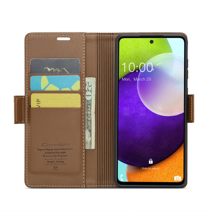 For Samsung Galaxy A52/A52s 5G CaseMe 023 Butterfly Buckle Litchi Texture RFID Anti-theft Leather Phone Case(Brown) - Galaxy Phone Cases by CaseMe | Online Shopping South Africa | PMC Jewellery | Buy Now Pay Later Mobicred