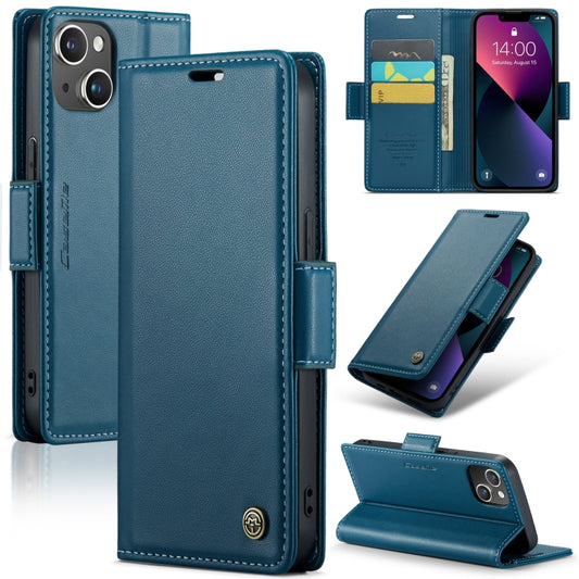 For iPhone 14 CaseMe 023 Butterfly Buckle Litchi Texture RFID Anti-theft Leather Phone Case(Blue) - iPhone 14 Cases by CaseMe | Online Shopping South Africa | PMC Jewellery