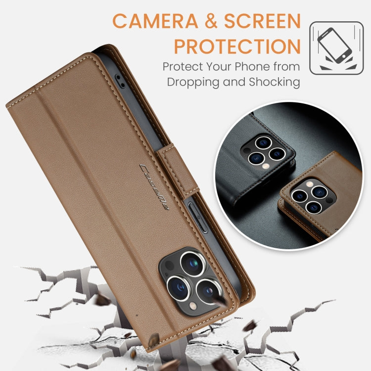 For iPhone 13 Pro CaseMe 023 Butterfly Buckle Litchi Texture RFID Anti-theft Leather Phone Case(Brown) - iPhone 13 Pro Cases by CaseMe | Online Shopping South Africa | PMC Jewellery