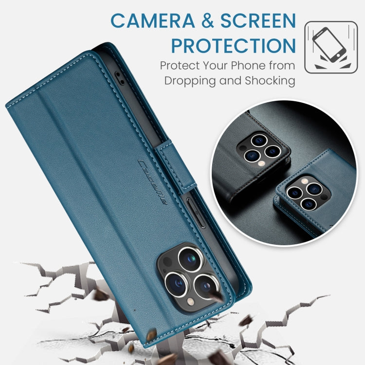For iPhone 13 Pro Max CaseMe 023 Butterfly Buckle Litchi Texture RFID Anti-theft Leather Phone Case(Blue) - iPhone 13 Pro Max Cases by CaseMe | Online Shopping South Africa | PMC Jewellery