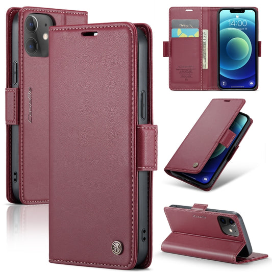 For iPhone 12 mini CaseMe 023 Butterfly Buckle Litchi Texture RFID Anti-theft Leather Phone Case(Wine Red) - iPhone 12 mini Cases by CaseMe | Online Shopping South Africa | PMC Jewellery