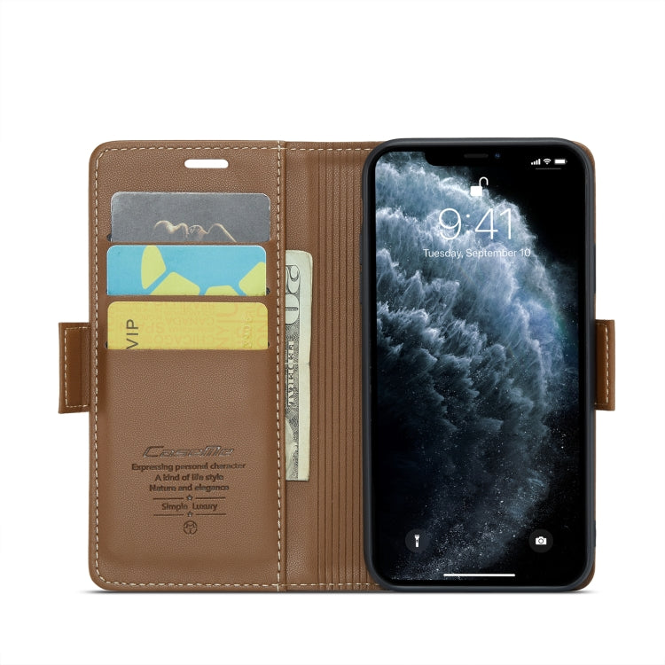 For iPhone 11 Pro Max CaseMe 023 Butterfly Buckle Litchi Texture RFID Anti-theft Leather Phone Case(Brown) - iPhone 11 Pro Max Cases by CaseMe | Online Shopping South Africa | PMC Jewellery