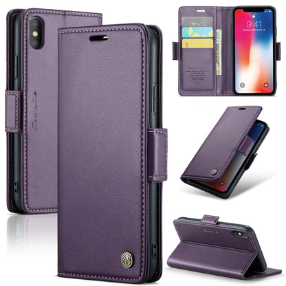 For iPhone XS Max CaseMe 023 Butterfly Buckle Litchi Texture RFID Anti-theft Leather Phone Case(Pearly Purple) - More iPhone Cases by CaseMe | Online Shopping South Africa | PMC Jewellery