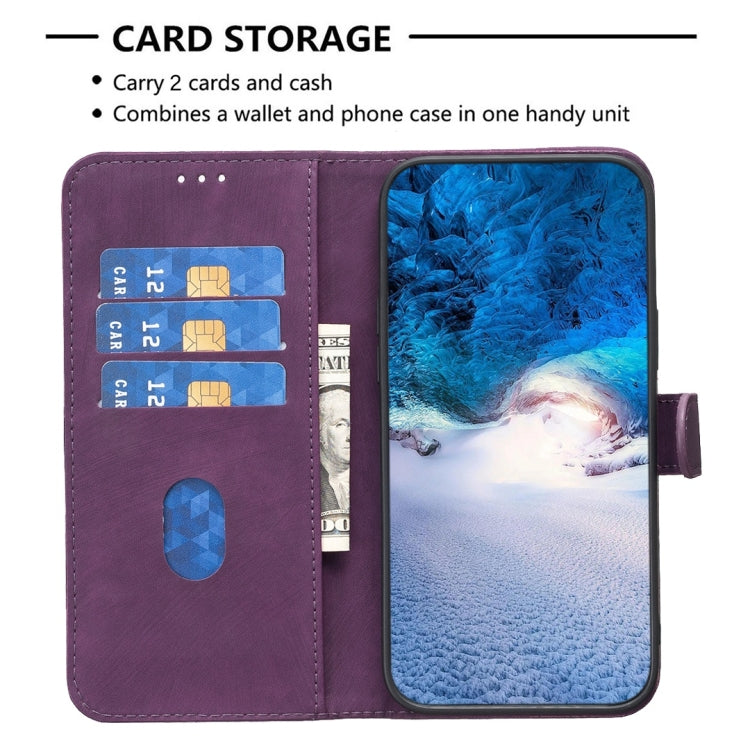 For iPhone 13 Pro Plaid Embossed Leather Phone Case(Purple) - free shipping - PMC TechLife - Order now!