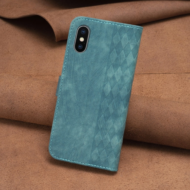 For iPhone X / XS Plaid Embossed Leather Phone Case(Green) - free shipping - PMC TechLife - Order now!