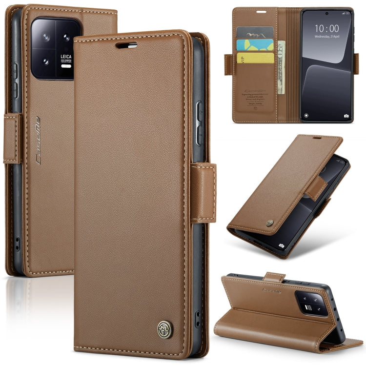 For Xiaomi 13 CaseMe 023 Butterfly Buckle Litchi Texture RFID Anti-theft Leather Phone Case(Brown) - Xiaomi Cases by CaseMe | Online Shopping South Africa | PMC Jewellery | Buy Now Pay Later Mobicred