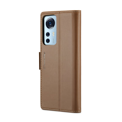 For Xiaomi 12 / 12X / 12S CaseMe 023 Butterfly Buckle Litchi Texture RFID Anti-theft Leather Phone Case(Brown) - Xiaomi Cases by CaseMe | Online Shopping South Africa | PMC Jewellery | Buy Now Pay Later Mobicred