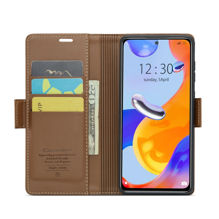 CaseMe 023 Butterfly Buckle Litchi Texture RFID Anti-theft Leather Phone Case For Xiaomi Redmi Note 11 Pro 5G Global/Redmi Note 11 Pro Global(Brown) - Redmi Note 11 Pro Case by CaseMe | Online Shopping South Africa | PMC Jewellery