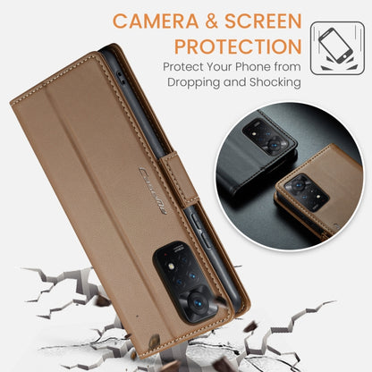 CaseMe 023 Butterfly Buckle Litchi Texture RFID Anti-theft Leather Phone Case For Xiaomi Redmi Note 11 Pro 5G Global/Redmi Note 11 Pro Global(Brown) - Redmi Note 11 Pro Case by CaseMe | Online Shopping South Africa | PMC Jewellery