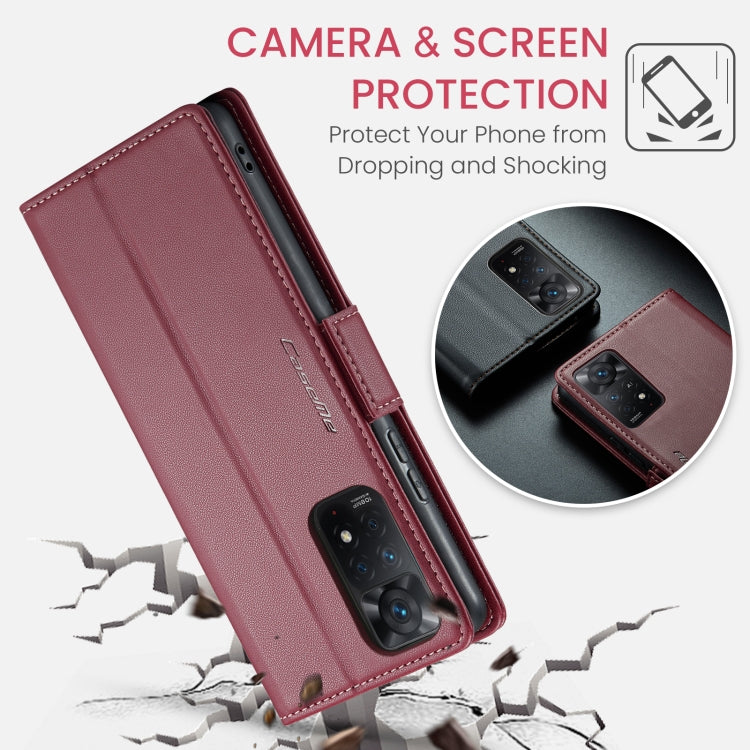 CaseMe 023 Butterfly Buckle Litchi Texture RFID Anti-theft Leather Phone Case For Xiaomi Redmi Note 11 Pro 5G Global/Redmi Note 11 Pro Global(Wine Red) - Redmi Note 11 Pro Case by CaseMe | Online Shopping South Africa | PMC Jewellery