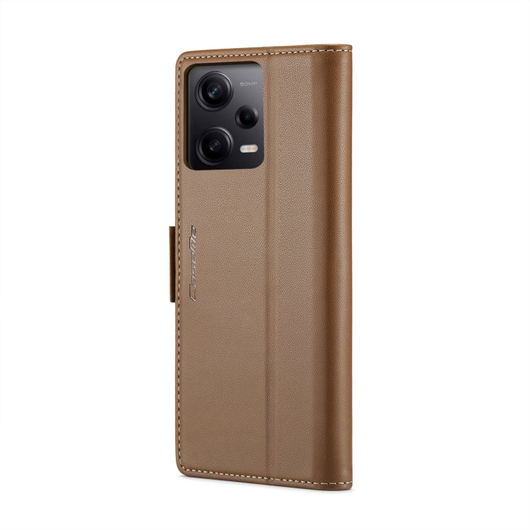 CaseMe 023 Butterfly Buckle Litchi Texture RFID Anti-theft Leather Phone Case For Xiaomi Poco X5 Pro 5G/Redmi Note 12 Pro 5G Global(Brown) - Xiaomi Cases by CaseMe | Online Shopping South Africa | PMC Jewellery