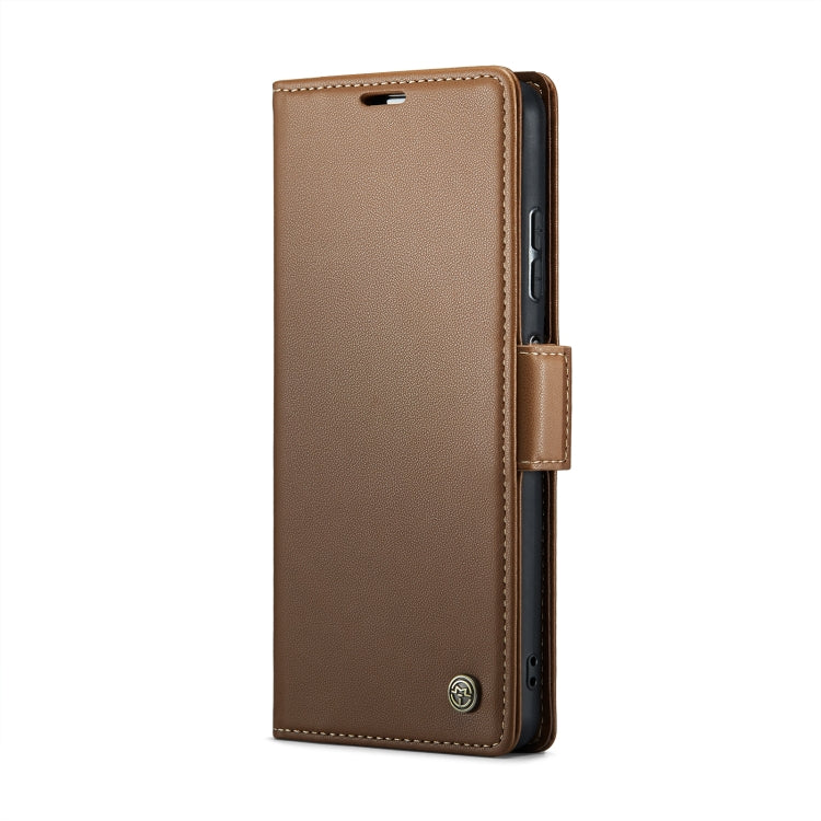 For Xiaomi Poco X5 5G/Redmi Note 12 5G Global CaseMe 023 Butterfly Buckle Litchi Texture RFID Anti-theft Leather Phone Case(Brown) - Xiaomi Cases by CaseMe | Online Shopping South Africa | PMC Jewellery