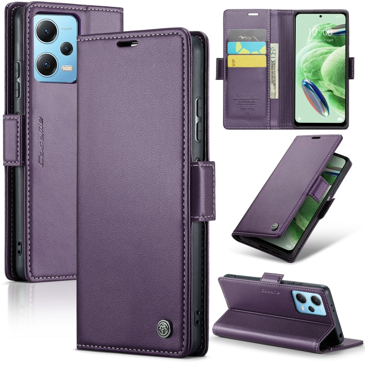 For Xiaomi Poco X5 5G/Redmi Note 12 5G Global CaseMe 023 Butterfly Buckle Litchi Texture RFID Anti-theft Leather Phone Case(Pearly Purple) - Xiaomi Cases by CaseMe | Online Shopping South Africa | PMC Jewellery | Buy Now Pay Later Mobicred