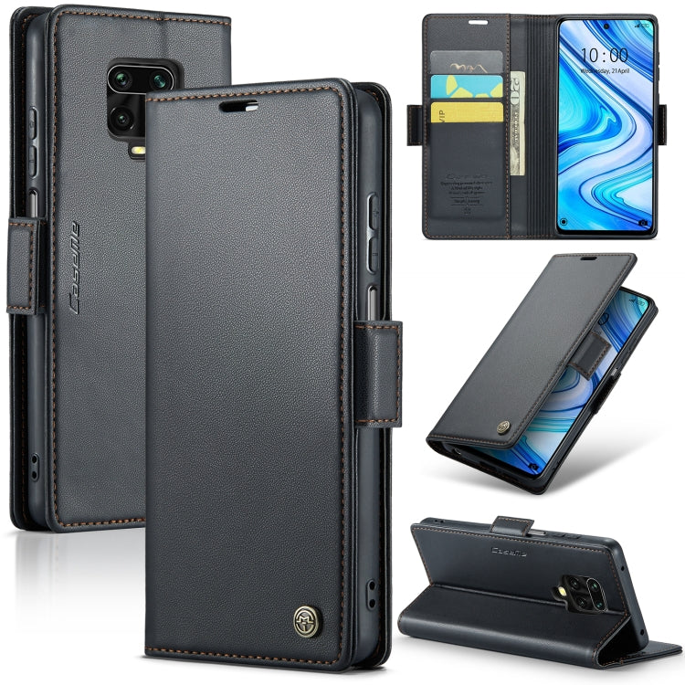 For Xiaomi Redmi Note 9S/Note 9 Pro/Note 9 Pro Max CaseMe 023 Butterfly Buckle Litchi Texture RFID Anti-theft Leather Phone Case(Black) - Xiaomi Cases by CaseMe | Online Shopping South Africa | PMC Jewellery