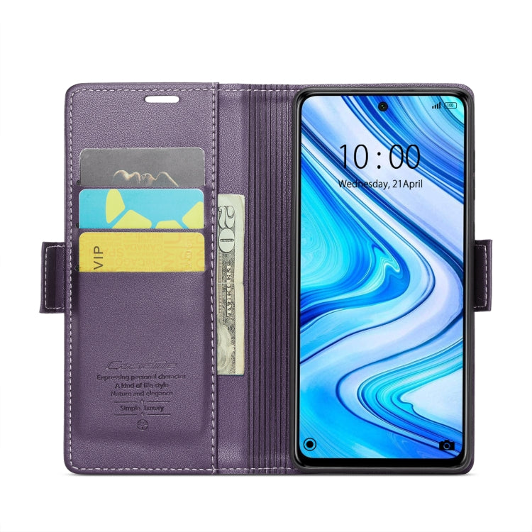 For Xiaomi Redmi Note 9S/Note 9 Pro/Note 9 Pro Max CaseMe 023 Butterfly Buckle Litchi Texture RFID Anti-theft Leather Phone Case(Pearly Purple) - Xiaomi Cases by CaseMe | Online Shopping South Africa | PMC Jewellery