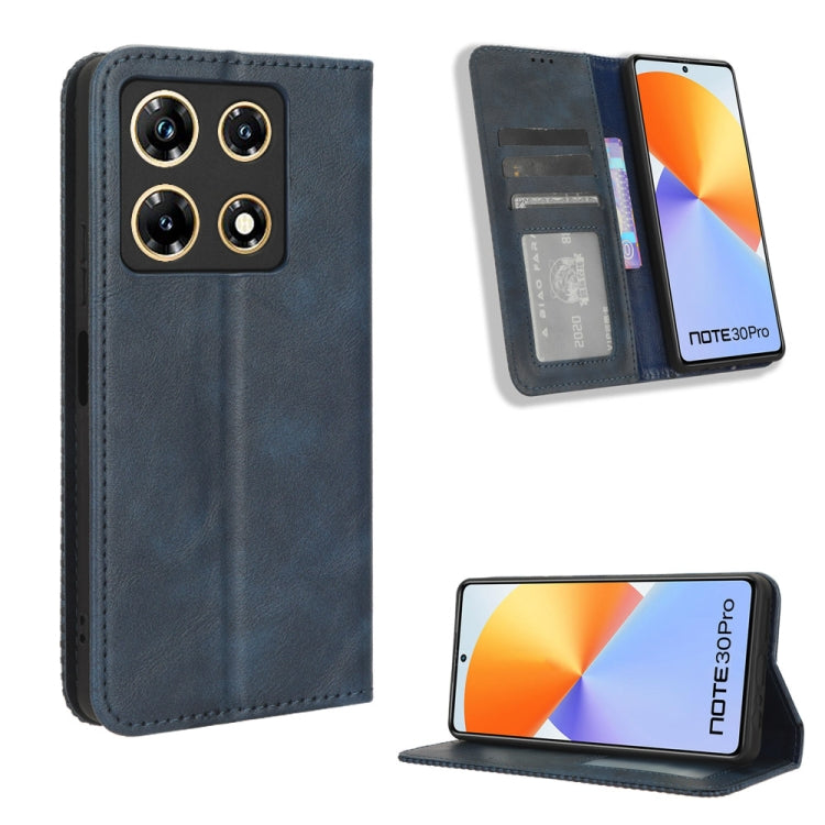 For Infinix Note 30 Pro Magnetic Buckle Retro Texture Leather Phone Case(Blue) - Infinix Cases by PMC TechLife | Online Shopping South Africa | PMC TechLife | Buy Now Pay Later Mobicred