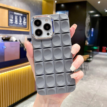 For iPhone 12 Groove Pattern Electroplating TPU Phone Case(Dark Grey) - iPhone 12 / 12 Pro Cases by PMC Jewellery | Online Shopping South Africa | PMC Jewellery