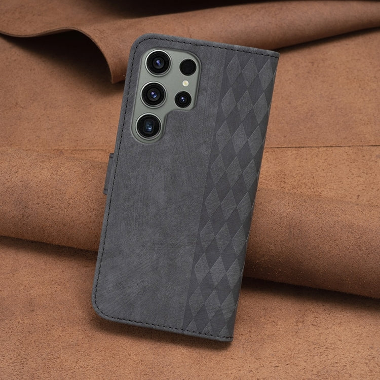 For Samsung Galaxy S23 Ultra 5G Plaid Embossed Leather Phone Case(Black) - free shipping - PMC TechLife - Order now!