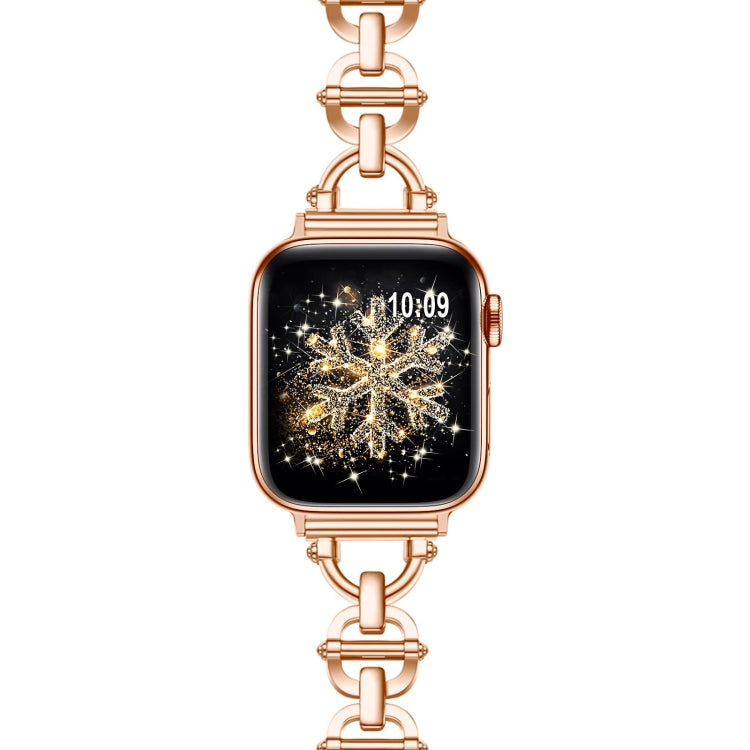 Ladder Buckle Metal Watch Band For Apple Watch 8 41mm(Rose Gold) - Watch Bands by PMC Jewellery | Online Shopping South Africa | PMC Jewellery