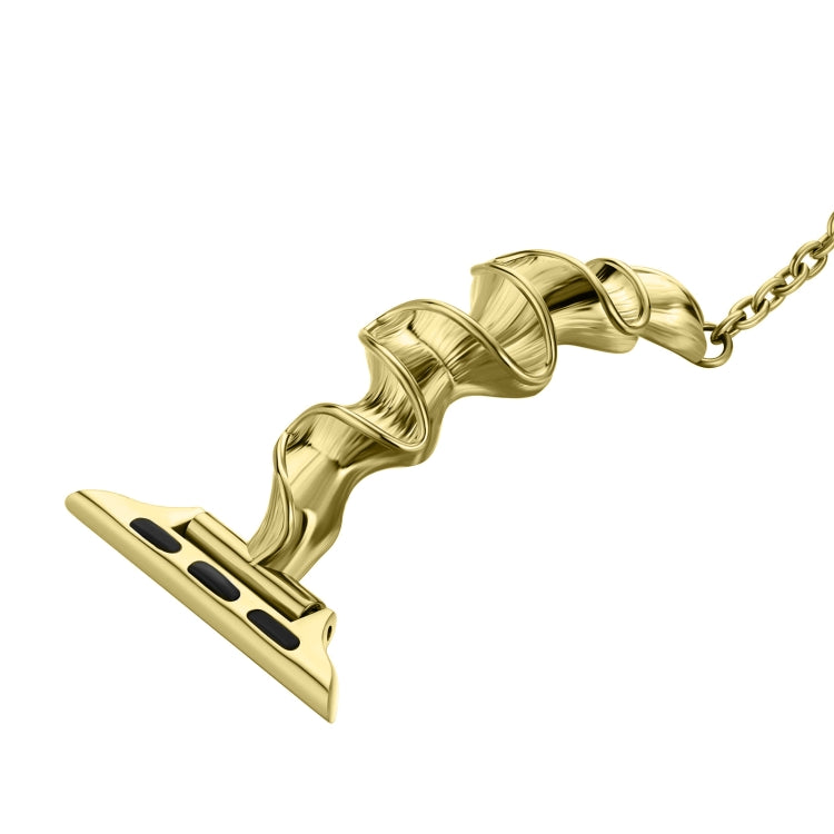 Ribbon Wave Metal Watch Band For Apple Watch 2 38mm(Gold) - Watch Bands by PMC TechLife | Online Shopping South Africa | PMC TechLife