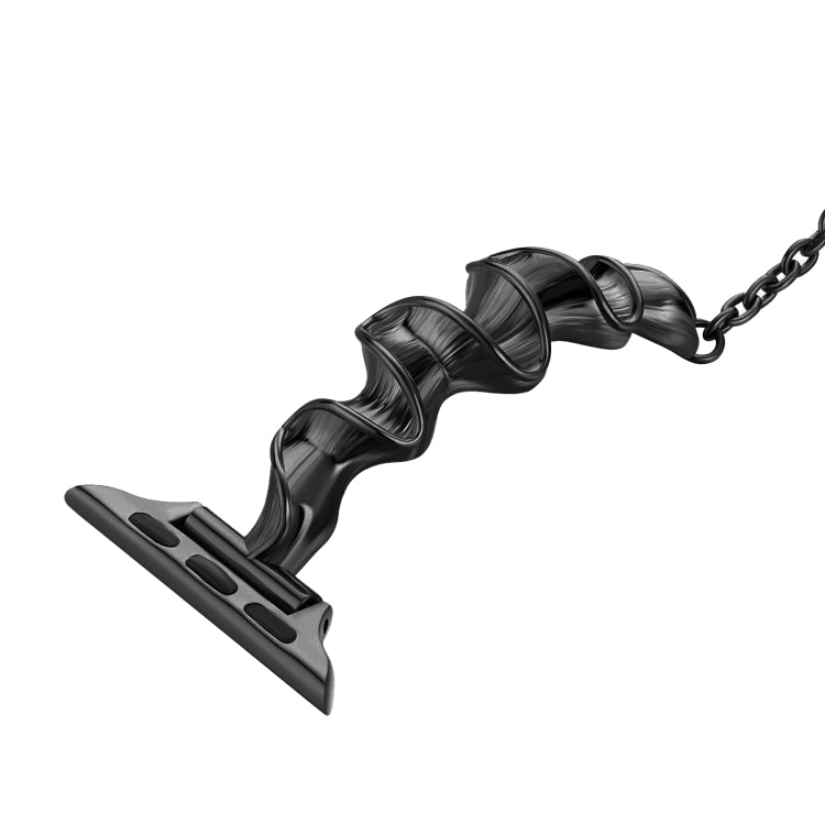 Ribbon Wave Metal Watch Band For Apple Watch 38mm(Black) - Watch Bands by PMC TechLife | Online Shopping South Africa | PMC TechLife