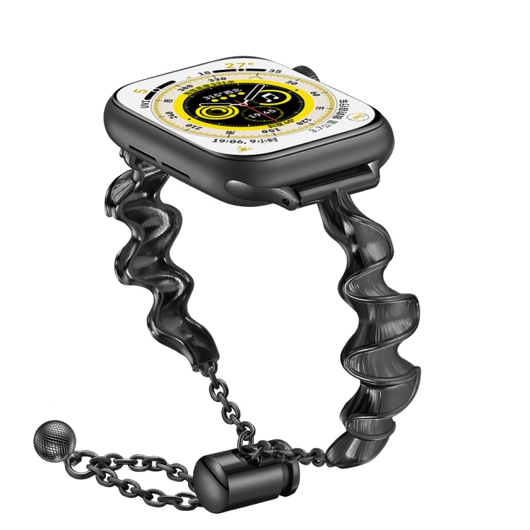 Ribbon Wave Metal Watch Band For Apple Watch 42mm(Black) - Watch Bands by PMC TechLife | Online Shopping South Africa | PMC TechLife