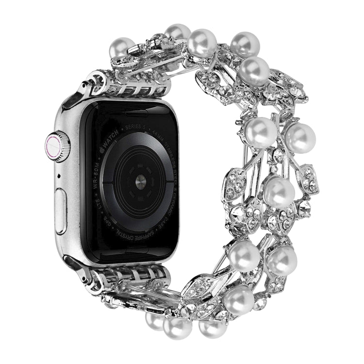 Four-leaf Bead Metal Watch Band For Apple Watch SE 40mm(Silver) - Watch Bands by PMC TechLife | Online Shopping South Africa | PMC TechLife