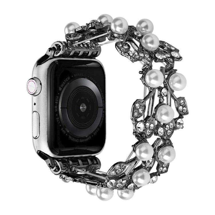 Four-leaf Bead Metal Watch Band For Apple Watch 5 40mm(Black) - Watch Bands by PMC TechLife | Online Shopping South Africa | PMC TechLife